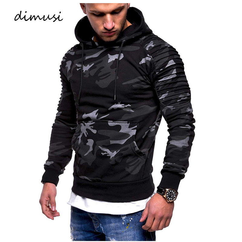 DIMUSI Hoodies Mens Casual Slim Camouflage Windbreaker Sweatshirt Hooded Mens Streetwear Hip Hop Hoodies Sportswear Tracksuits