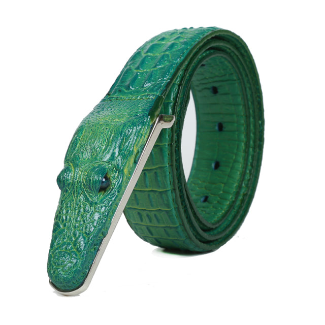 SAN VITALE 3D crocodile famous brand Leather Belt Designer Men Belts Luxury Brand smooth Buckle Belts For man ceinture homme