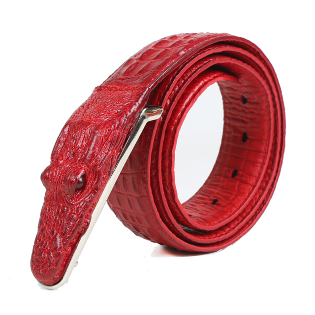 SAN VITALE 3D crocodile famous brand Leather Belt Designer Men Belts Luxury Brand smooth Buckle Belts For man ceinture homme