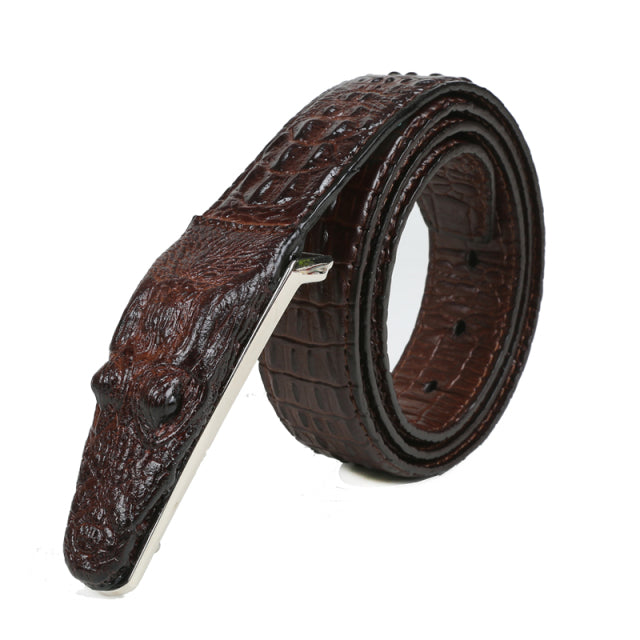 SAN VITALE 3D crocodile famous brand Leather Belt Designer Men Belts Luxury Brand smooth Buckle Belts For man ceinture homme