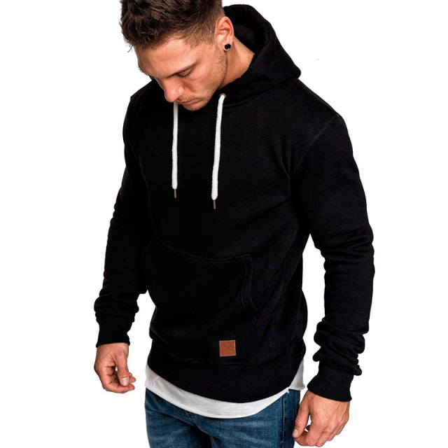 2019 Winter New Men Hoodies Sweatshirts Male Casual Hoodie Warm with Pocket Pullover Cotton Hooded Solid with Hat Top