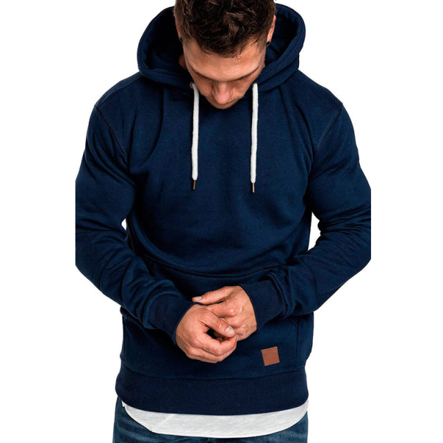 2019 Winter New Men Hoodies Sweatshirts Male Casual Hoodie Warm with Pocket Pullover Cotton Hooded Solid with Hat Top