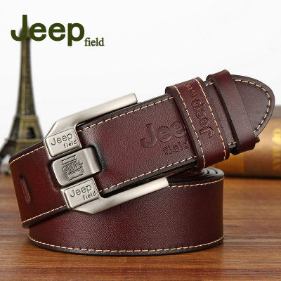 Fashion Mens Casual Genuine Leather Belt High Quality Cowhide Retro Pin Buckle Belt for Jeans Men Design Brown Belts 3.8cm Width