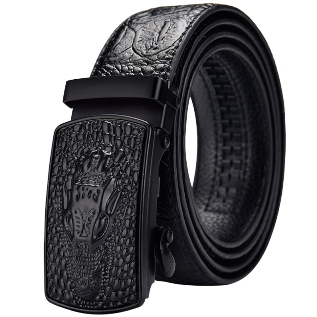 men&#39;s belt leather automatic buckle business casual High-quality crocodile pattern leather belt with automatic buckle2021New