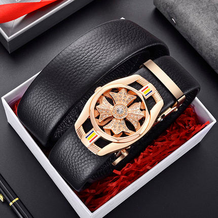 2021 New Belts for 3.5cm Width Brand Fashion Automatic Buckle Black Genuine Leather Men&#39;s Jeans High Quality Waist Male Strap