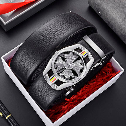 2021 New Belts for 3.5cm Width Brand Fashion Automatic Buckle Black Genuine Leather Men&#39;s Jeans High Quality Waist Male Strap