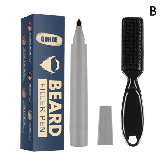 Beard Filling Pen Kit Barber Pencil With Brush Male Tool Hair Eyebrow Engraving Shape Mustache Styling Salon Repair Tool