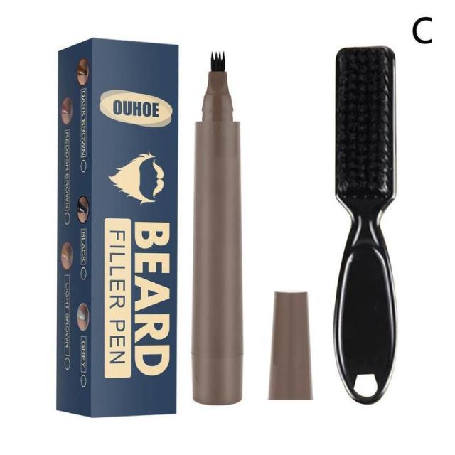 Beard Filling Pen Kit Barber Pencil With Brush Male Tool Hair Eyebrow Engraving Shape Mustache Styling Salon Repair Tool