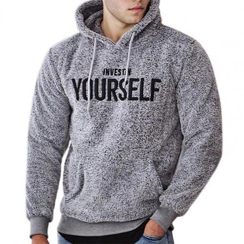 Men Fashion Autumn Hoodie Letters Embroidery Warm Pullover Men Long Sleeve Pockets Hooded Sweatshirt for Spring/Autumn New 2021
