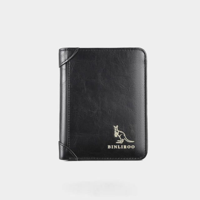 2021 New Fashion Men Wallet Anti Theft RFID 3 Fold Short Credit Card Holder Genuine Leather Wallet Men Purse