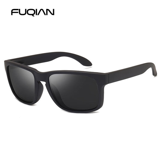 FUQIAN 2022 Fashion Square Polarized Sunglasses Men Vintage Plastic Male Sun Glasses Women Stylish Black Sport Shades UV400