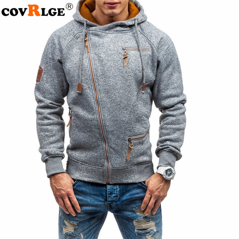 Covrlge Hoodies Men Autumn Casual Solid Zipper Long Sleeve Hoodie Sweatshirt Top Outwear sudaderas para hombre MWW151