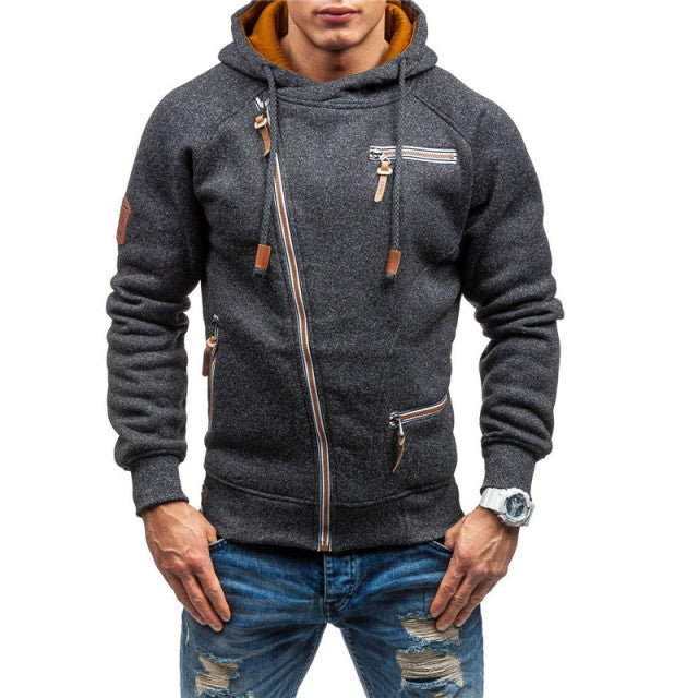 Covrlge Hoodies Men Autumn Casual Solid Zipper Long Sleeve Hoodie Sweatshirt Top Outwear sudaderas para hombre MWW151