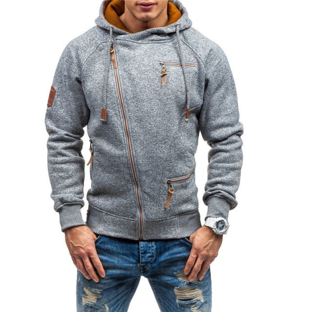 Covrlge Hoodies Men Autumn Casual Solid Zipper Long Sleeve Hoodie Sweatshirt Top Outwear sudaderas para hombre MWW151